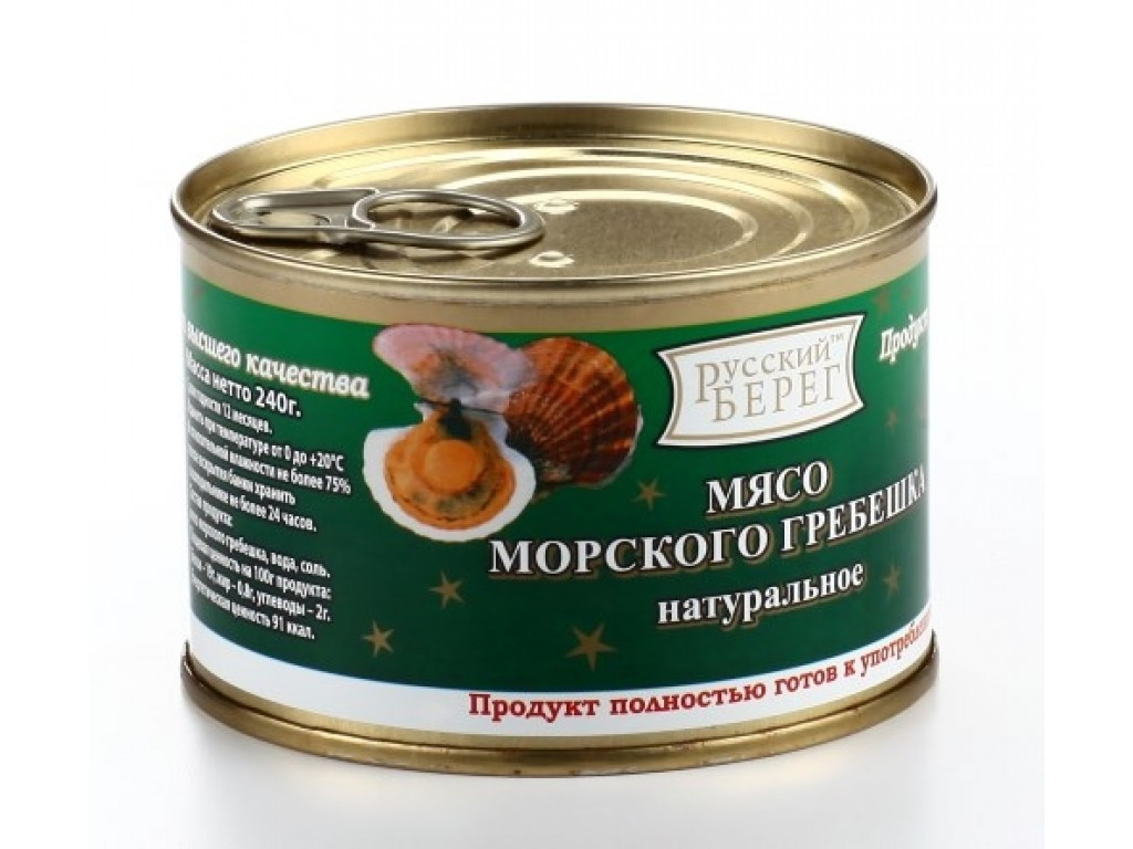 Мясо морского гребешка Родной продукт с/к в кор.240гр