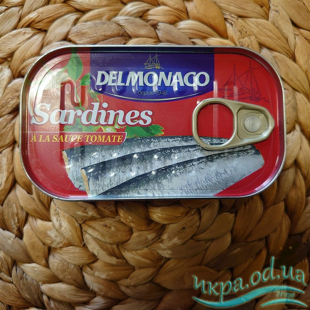 Сардины в томатном соусе 125г DelMonaco - ДелМонако ж/б рыбная консерва