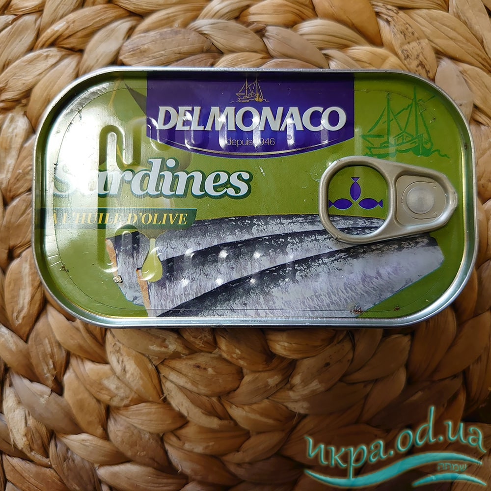 Сардины в оливковом масле 125г DelMonaco - ДелМонако ж/б рыбная консерва